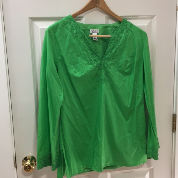 Lilly Pulitzer Tops - Lilly Pulitzer Green Beaded Tunic